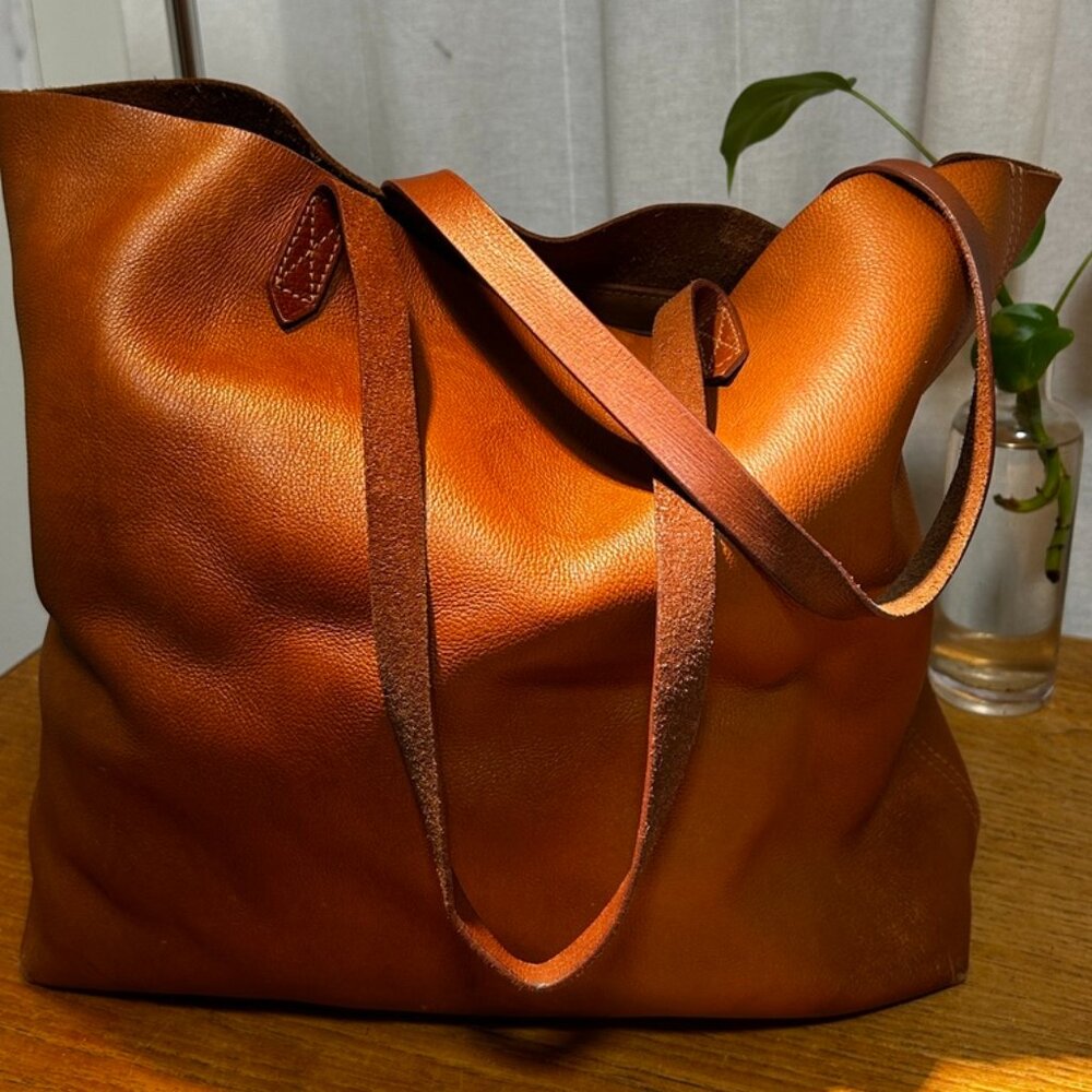 Brown leather tote- buttery soft leather!